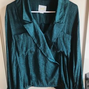 Green Paisley Wrap Blouse by Maeve